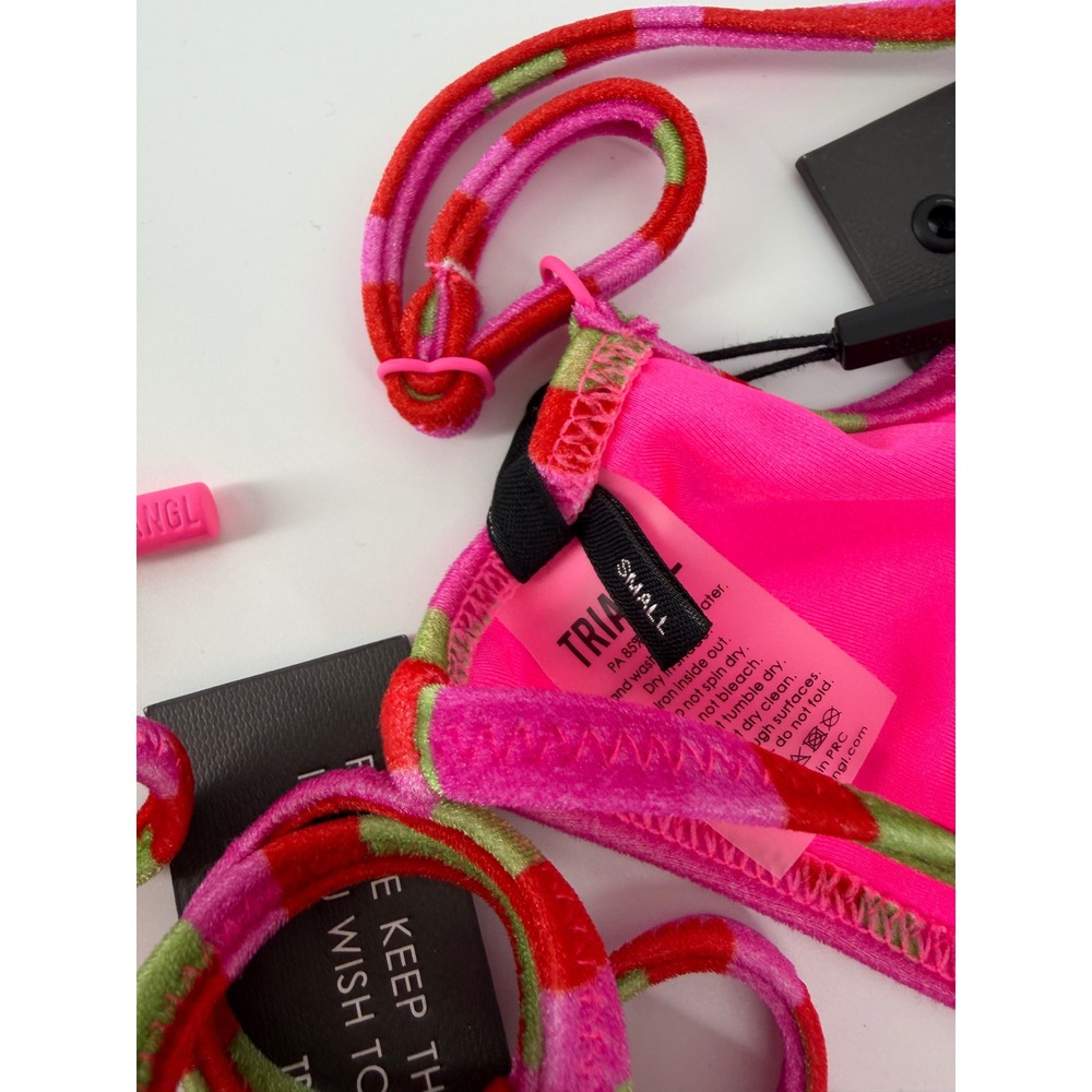 Triangl Pink Geometric Velvet Bikini Set Two Piece Swimsuit Small NWT - Picture 4 of 4